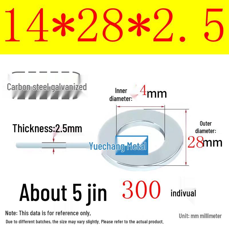 Galvanized Iron Flat and Square Washer Set - Thick, Enlarged, Extra Large, and Special Shapes