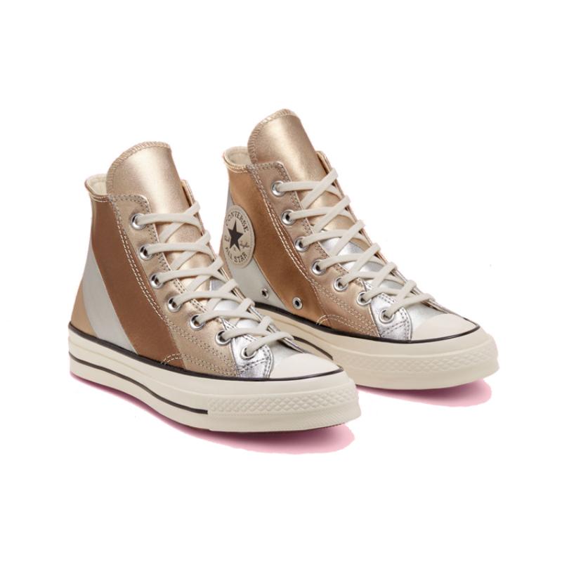 Converse Chuck 70 1970s Metallic Rainbow High Top Vintage High Top Canvas Women's White Gold