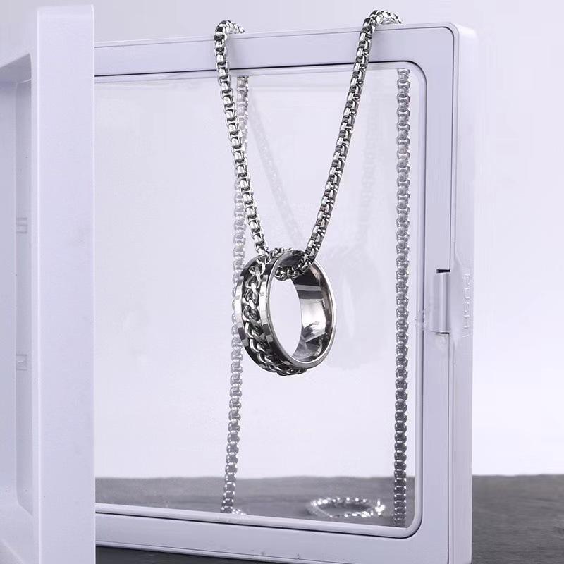 Open Wine Bottle Opener - Rotating Ring Necklace for Men, Also Suitable for Women. Hip-hop Style Personalized Pendant.