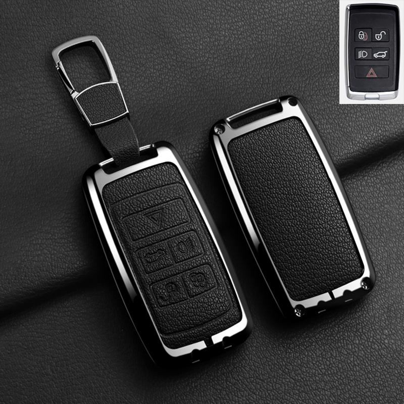 Alloy Leather Car Remote Key Case Cover For Jaguar XF XJ XE S-Type F-Type X-Type F-Pace I-Pace E-Pace Android XFR XKR Keychain