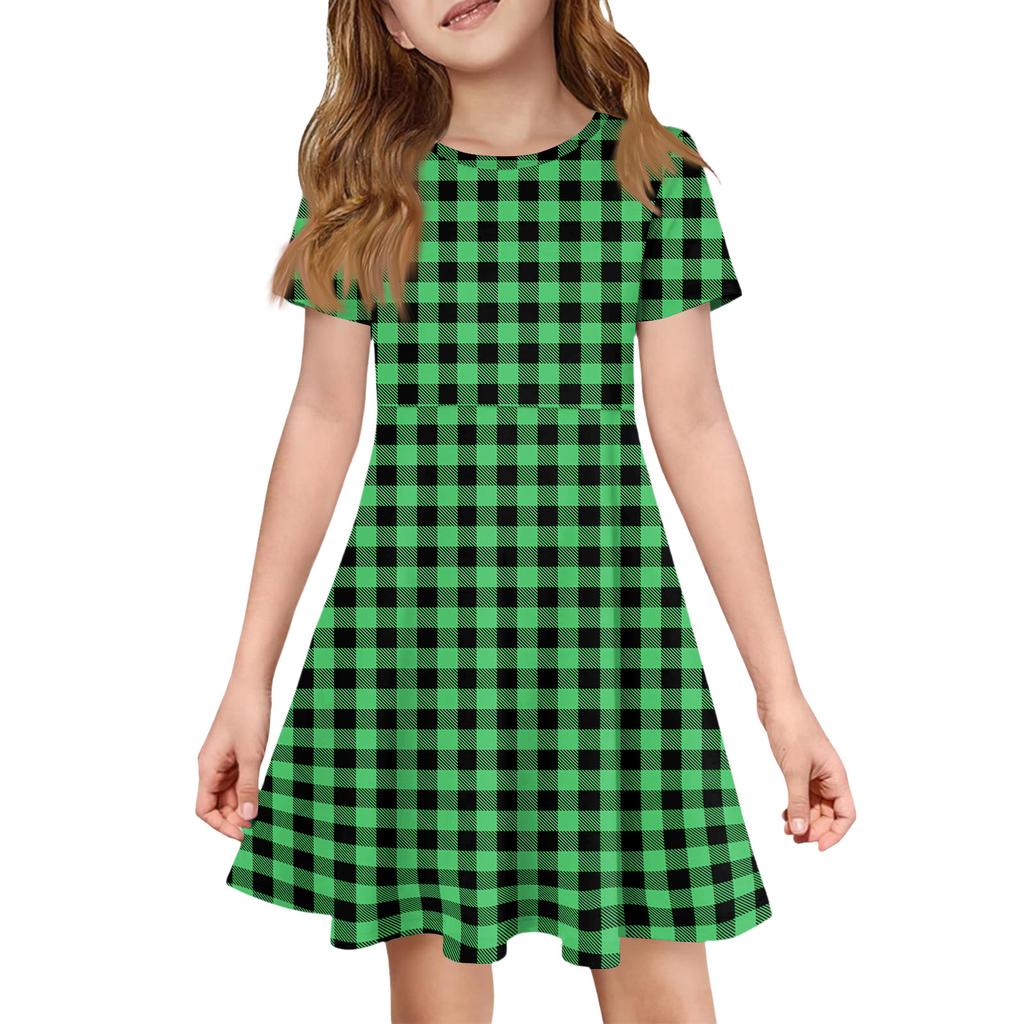 Mädchen Sommerkleid Farbe & Muster Kurzarmkleid Mit Tasche Freizeitkleid Kurze Ärmel Partykleid Ostertag