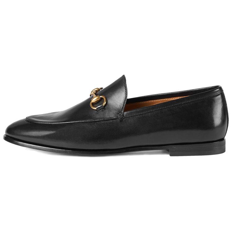 Gucci Jordaan Leather Horsebit Casual Shoes Women's Black (Unisex) Men's Casual Shoes 404069 BLM00 1000