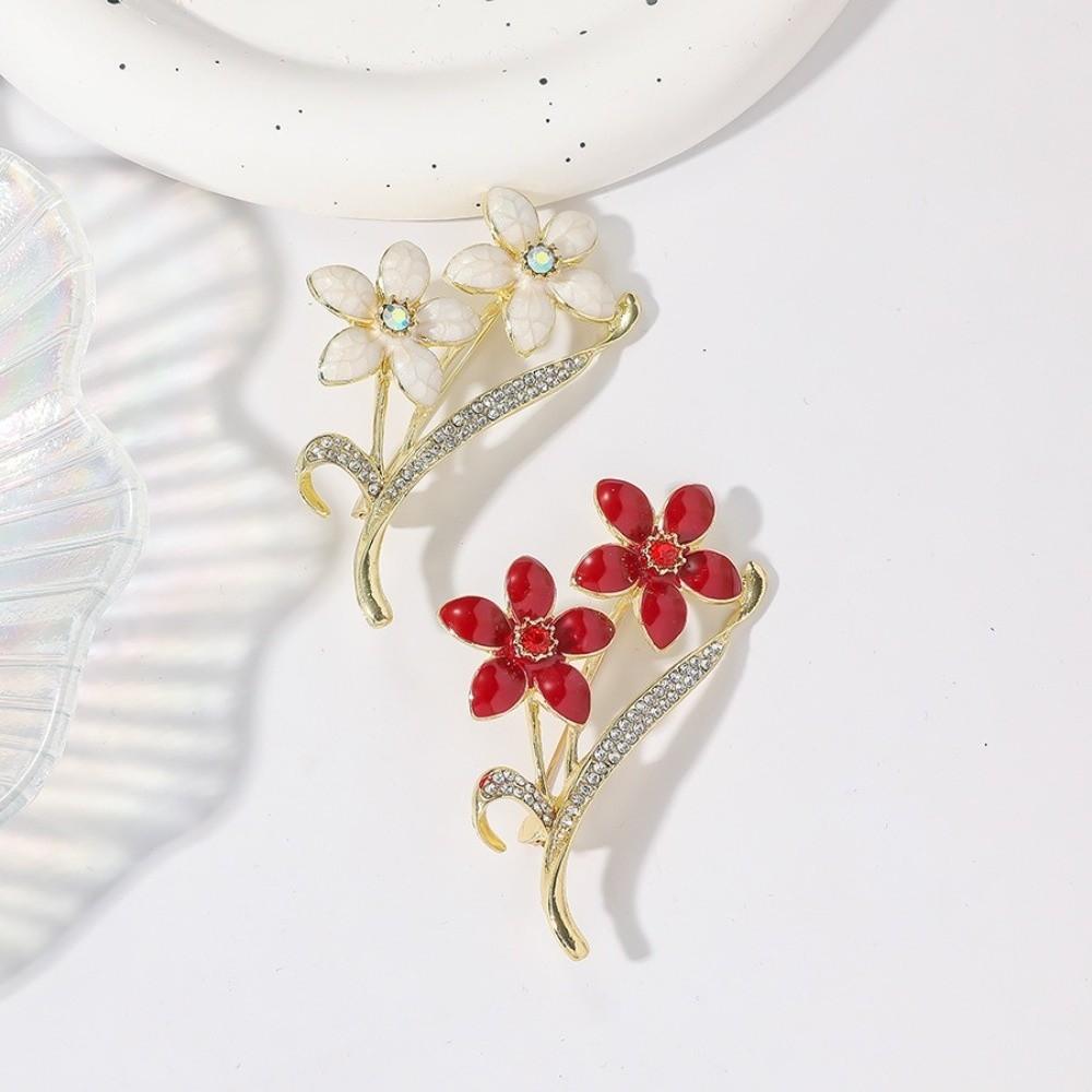 1Pc DIY Enamel Brooch Rhinestone Collar Lapel Pin Elegant Flower Brooch