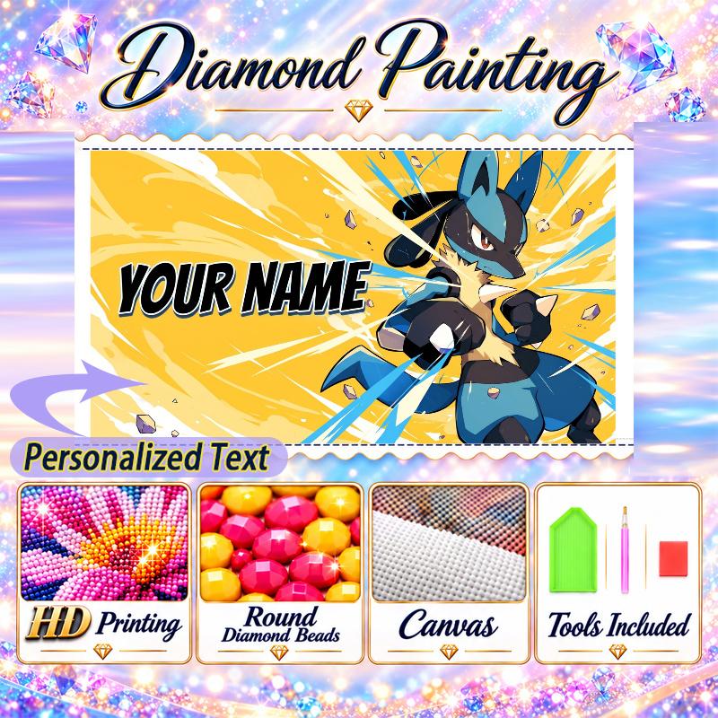 Personalized Greninja Diamond Art Custom Name 5D Diamond Painting Full Drill DIY Craft