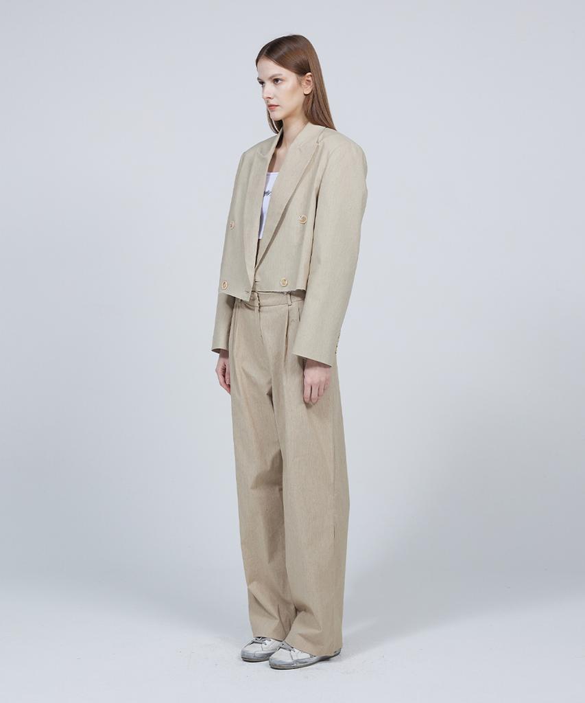 Meuameu [Essential] Linen Signature Pin Tuck Slacks