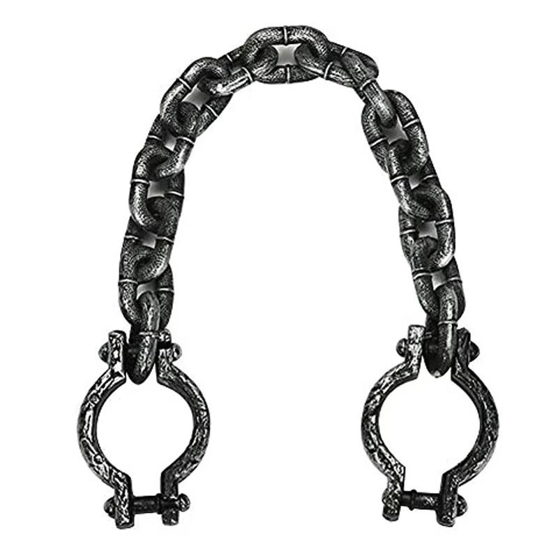 1pcs Plastic Prisoner Wrist Plastic Wrist Shackles Prison Handcuffs Chain Links For Halloween Cosplay Costume Party Trick Props