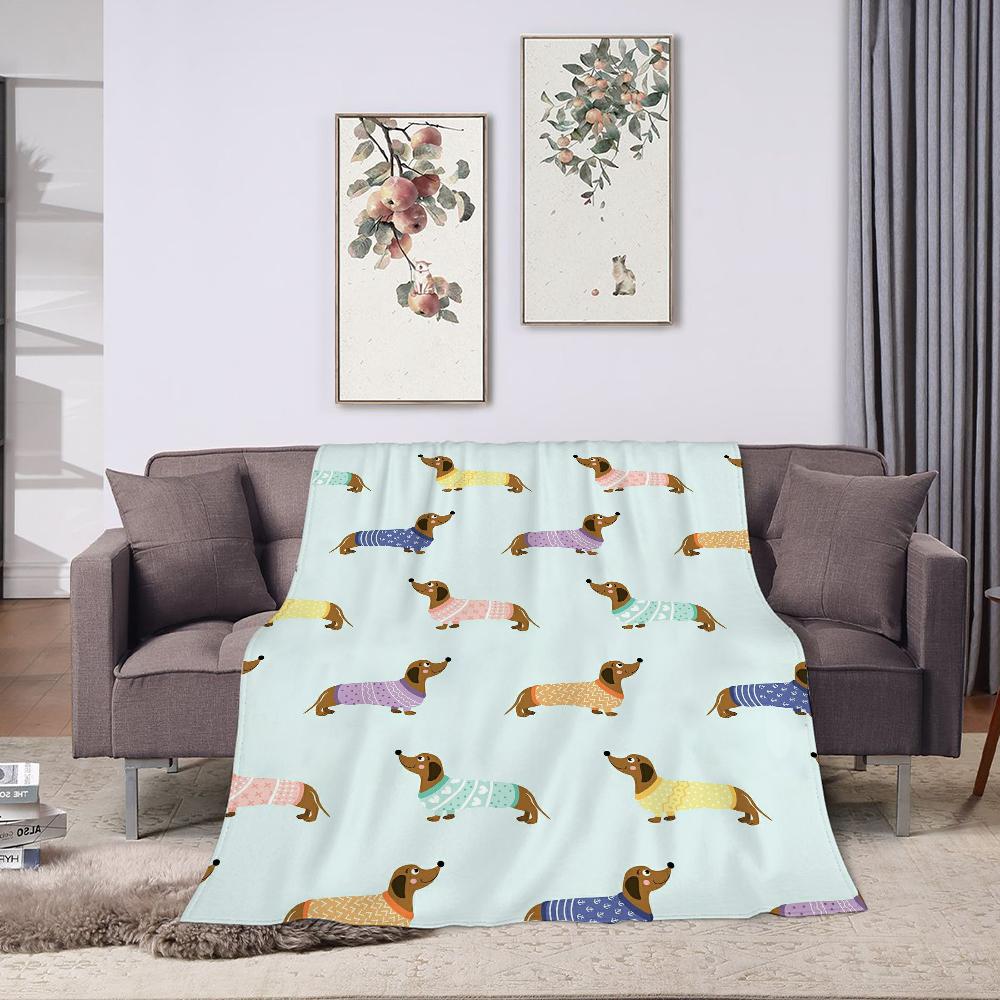 Dachshund Sausage Dogs Fluffy Blanket Throw Blanket for Sofa Blankets Double Bed Blankets and Throws Cobija Plaid Halloween &