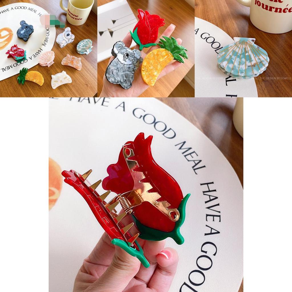 Acetate Hair Chic Clips Featuring Bright Fruit And Animal Designs Perfect For Fashionable Women