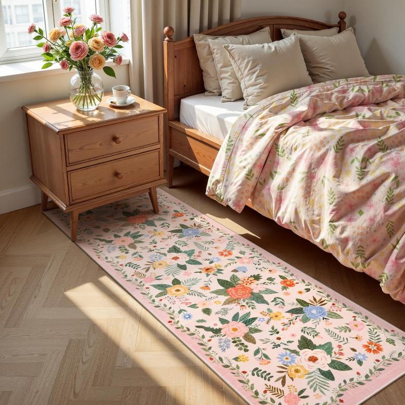 Boho Floral Style Carpets for Living Room Colorful Flowers Bedroom Decor Carpet Fluffy Soft Bedside Rug Home Thicken Plush Mat