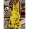 Übergröße 1XL-8XL Damen Spitzen-Einsatz Druck Damen Großer Saum Tanktop Strandkleid Mode Ärmellos Lässig Printkleid