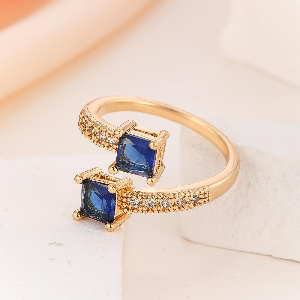 European and American Style Square Ring with Geometric Cross Temperament, Niche Rings for Women