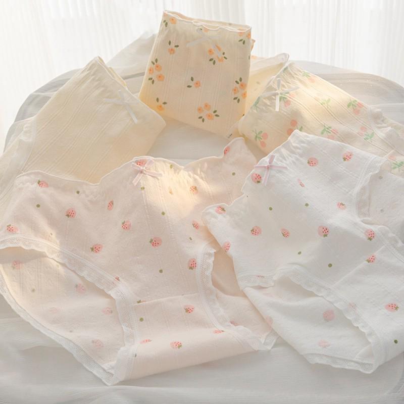 Ladies' Breathable Cartoon Cotton Underwear - Comfortable Antibacterial Waistband Triangle Pants