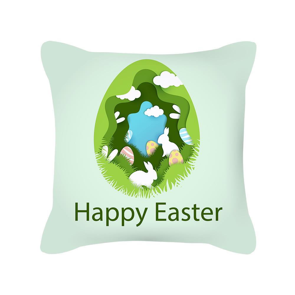 Green Easter Pillow Cover Ins Rabbit Easter Egg Cushion Cover Home Decoration Supplies Pillow Cover