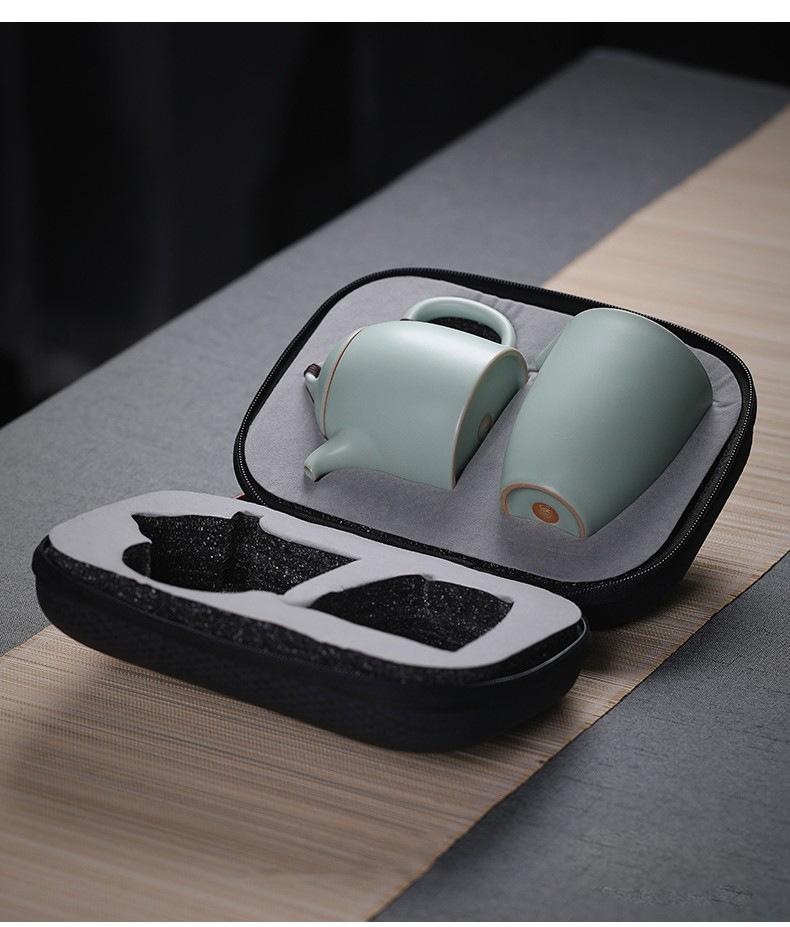 Ru Kiln Travel Portable Pack Quik Cup 4 Kung Fu Tea Set Dehua Ceramic Teapot Ru Ci