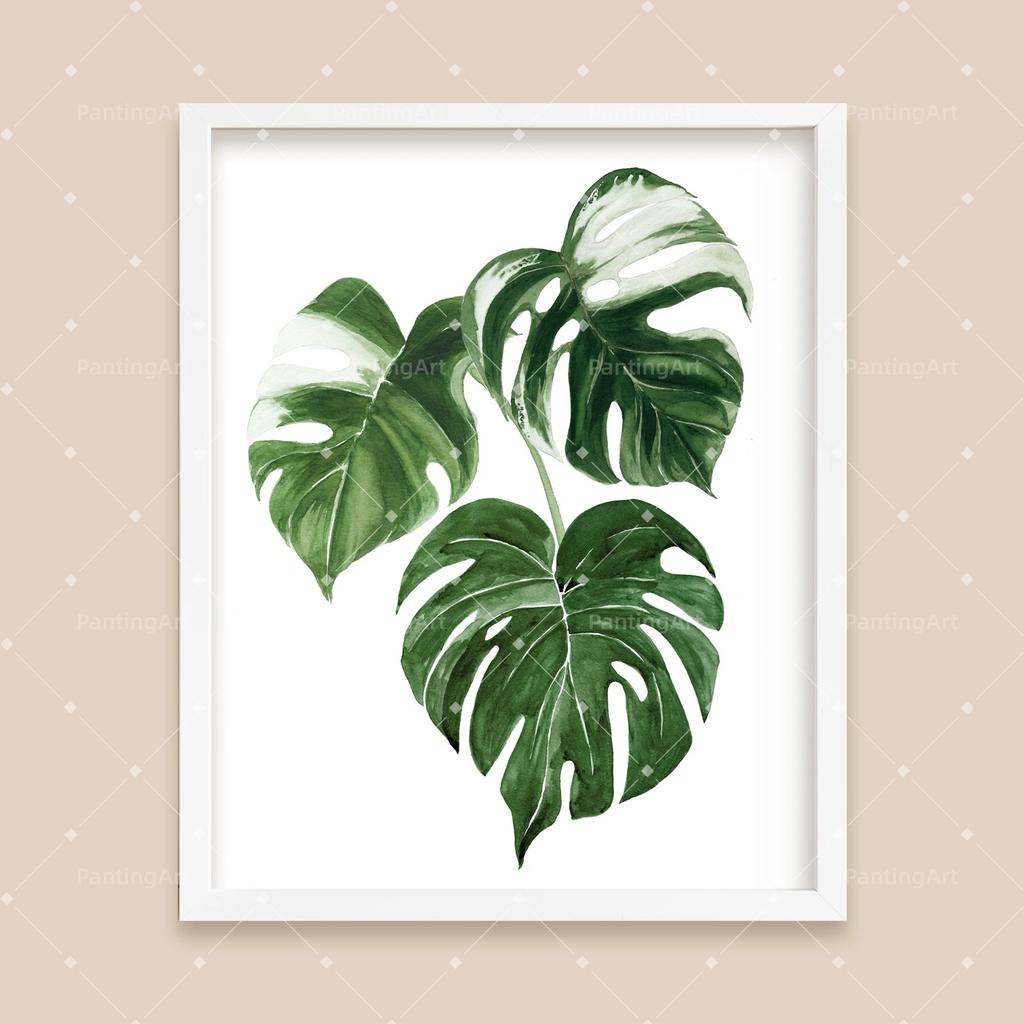 Bohemian Watercolor Tropical Plant Canvas Painting Monstera Banana Leaf Eucalyptus and Fern Art Posters Aesthetic Bedroom Decor