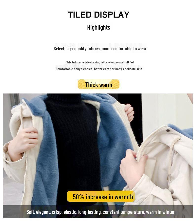 Girls' Mid-Length Cotton-Padded Parka Coat - Autumn/Winter 2024 Trendy Style