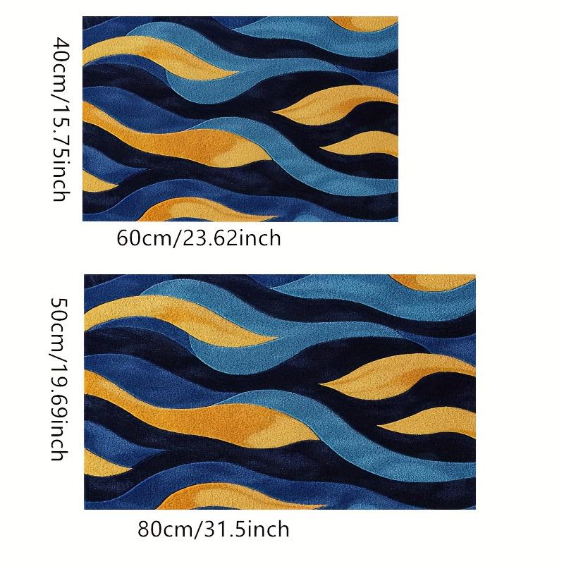 Deep Blue & Yellow Wave Bath Mat – Non-Slip, Quick-Dry Rug for Bathroom, Kitchen & Entryway, Ideal Housewarming Gift