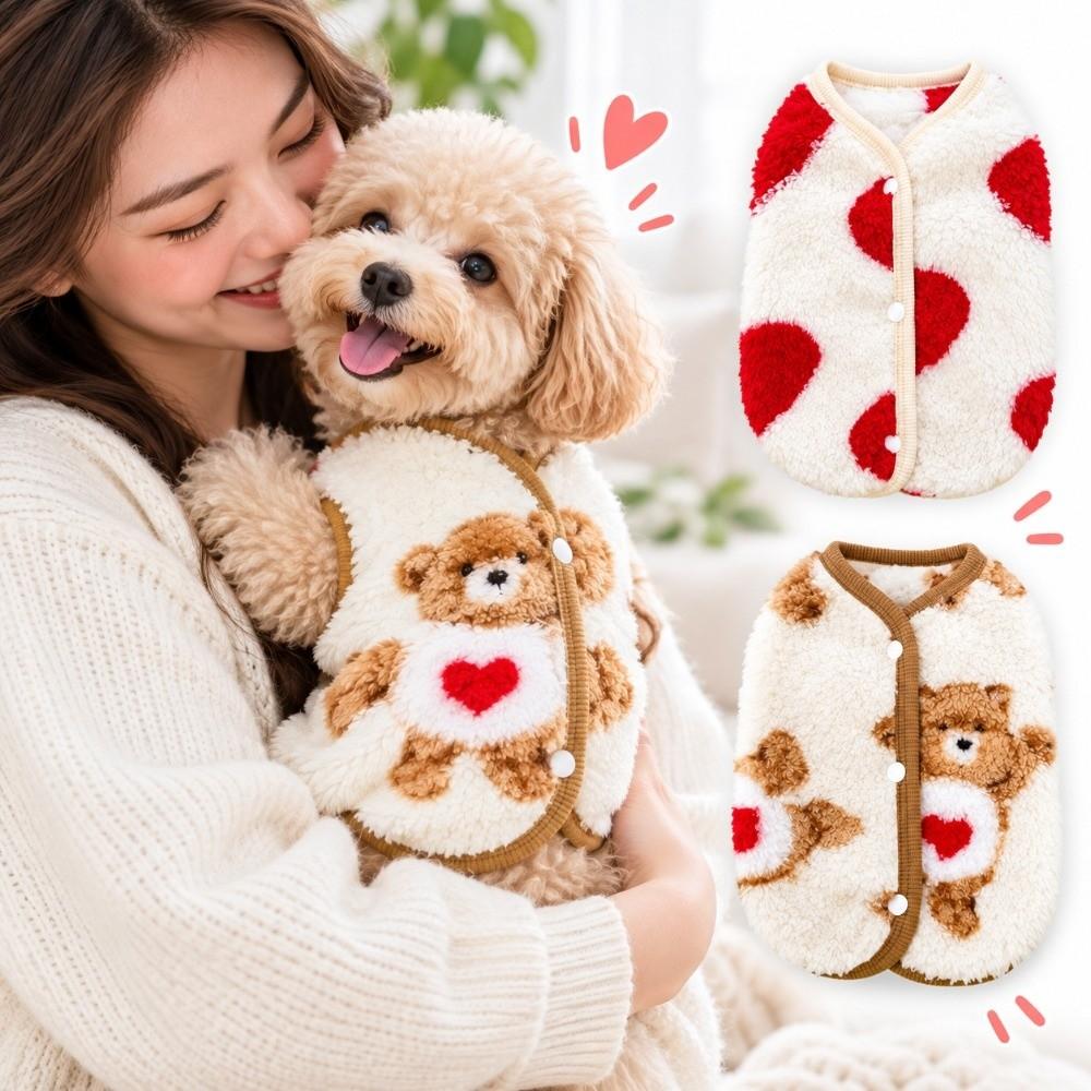 Fleece Material Dog Warm Clothes Easy Wear Thick Pet Sweater Cute Pet Fleece Sweater  Cold Weather