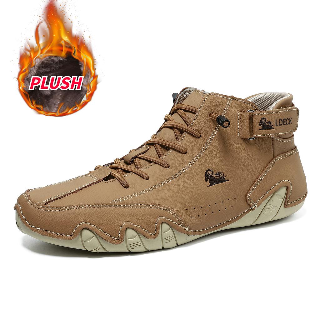 First layer cowhide high-top Martin boots cotton shoes octopus autumn and winter velvet men's shoes outdoor shoes