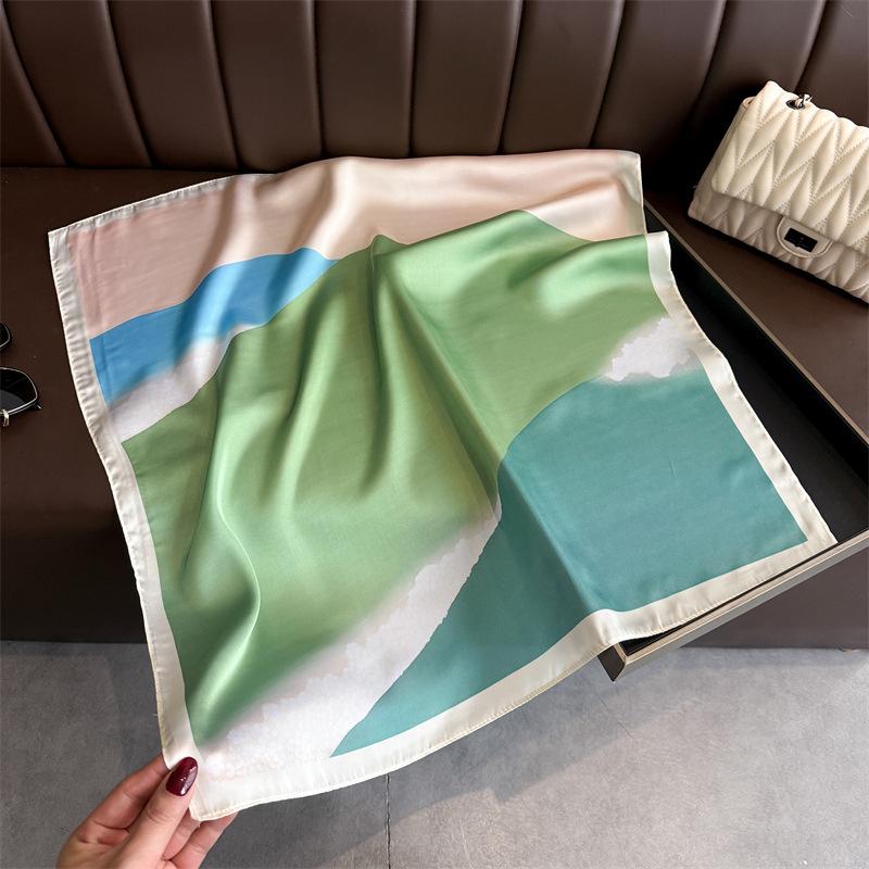 Printed Designer 70Cm Square Silk Women'S Scarf Satin Scarves Fashion Shawl Headscarf Headband Bandana Hijab Wrap