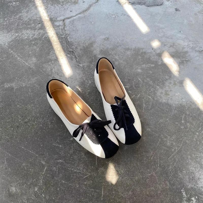 Damen Einzelne Schuhe Sommer Neu Runde Zehenpartie Farblich passend Mules Lässig Bequem Pendler Weiche Sohle Berufsschuhe