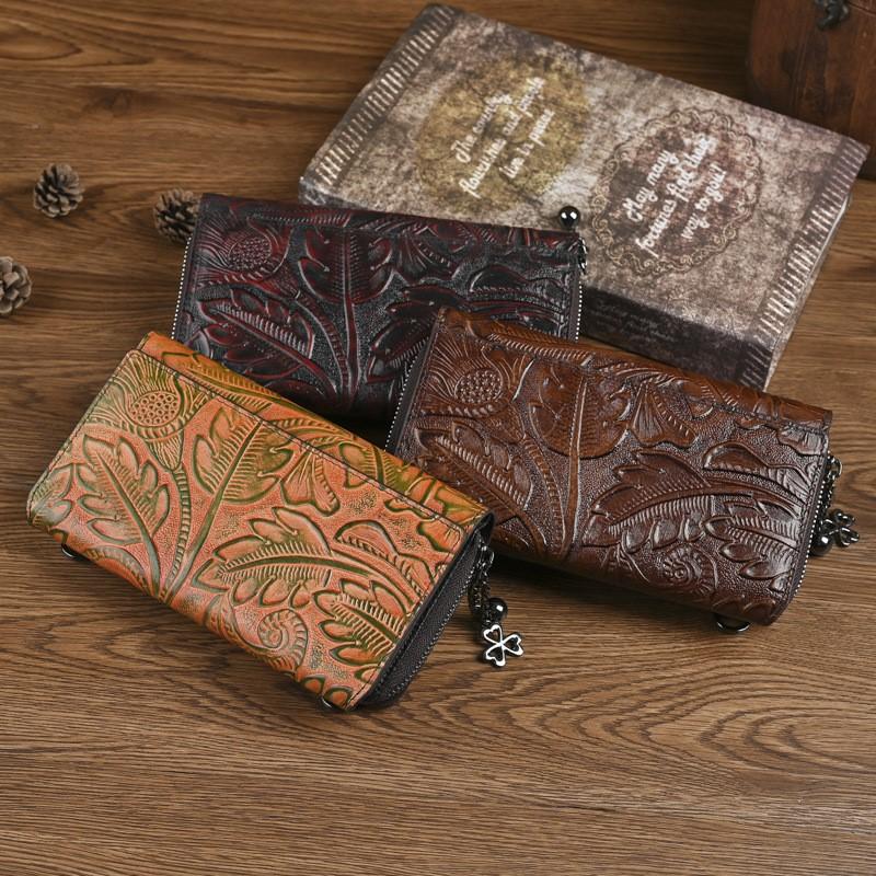 Johnature Phone Bag Retro Embossed Large Capacity Multi Card Women's Wallet Versatile Small Crossbody Bag