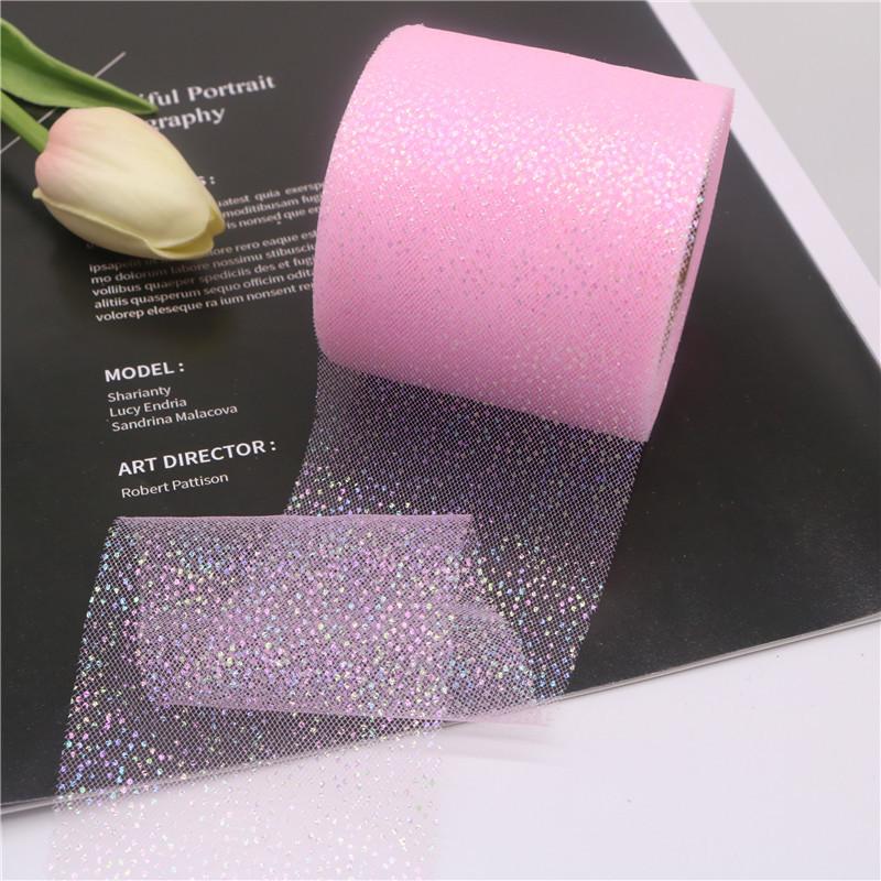 6CM/roll Holiday Ribbon Colorful Dot Mesh Fabric Glitter Ribbon For Gift Wrapping Christmas Decorations