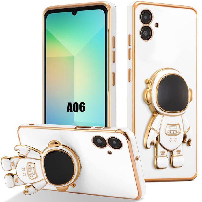Coque pour Samsung Galaxy A06, Protection Antichoc Silicone avec Support Astronaute 3D - Blanc