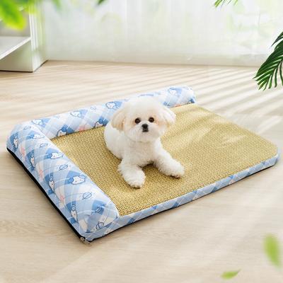 Primavera y Verano Removible y Lavable Perro Fresco Colchoneta en Forma de L Perrera Sofá Nido para Perro Pequeño y Mediano Nido para Gato Colchoneta Nido para Mascota