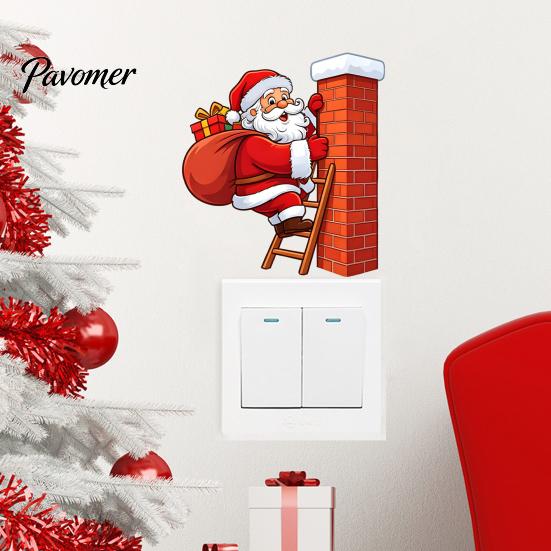 Decorative Christmas Wall Stickers Santa Claus Switch Sticker, Light Decal for Xmas Holiday, Holiday Sticker Removable Self-Adhesive Living