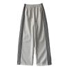 Womens High-Waisted Wide-Leg Joggers With Triple Stripe Detail Loose Fit Cotton Blend Casual Pants Fall