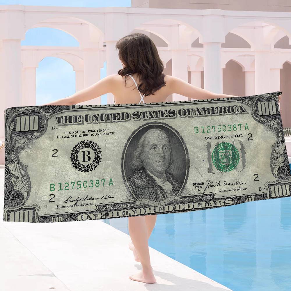 Dollar Luxury Microfiber Printed Beach Towel Mountain Climbing Yoga Beach Swimming Running Absorbent Soft Towel