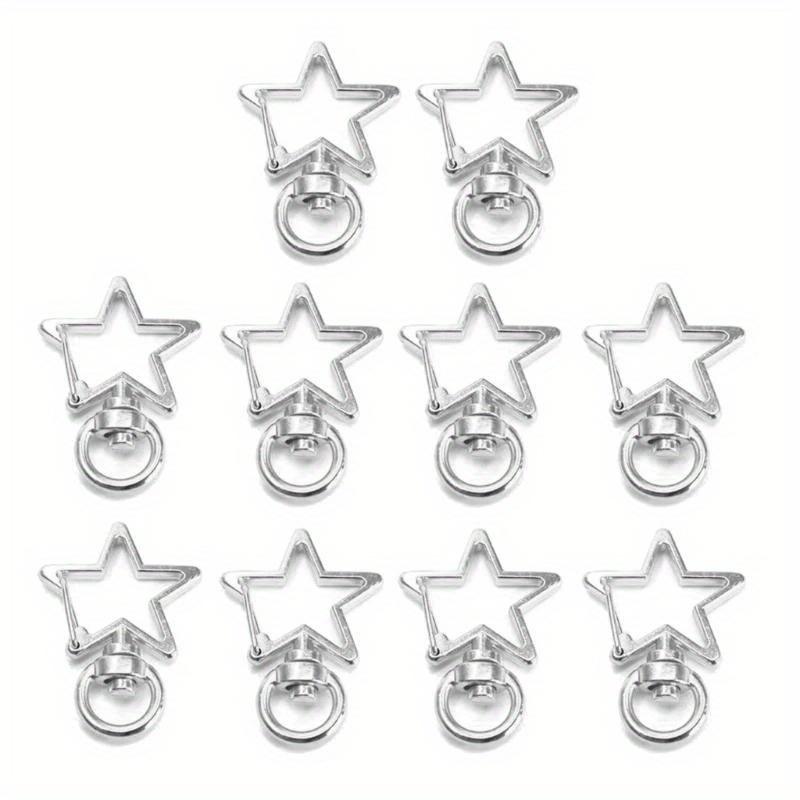 

15 шт. Металлические поворотные карабины-лобстеры, карабины в виде звезды/луны, поворотный зажим для шнурка, принадлежности для самостоятельного изготовления ювелирных изделий, брелок серебряный