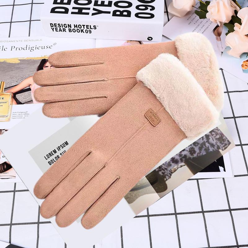 Stylish Women's Winter Gloves: Cute, Velvet-Lined, Thick Suede for Warmth and Cold Protection, Ideal for Riding and Driving