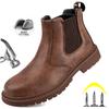 Waterproof Work & Safety Boots Men Leather Boots Non Slip Hiking Indestructible Male Work Shoes  Anti-smash Steel Toe Shoes