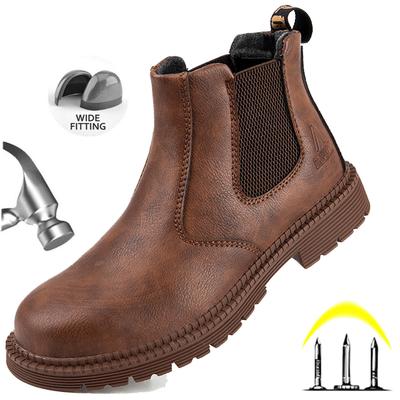 Wodoodporne buty robocze i ochronne Męskie skórzane buty antypoślizgowe do wędrówek Niezniszczalne męskie buty robocze Buty ze stalowymi noskami odporne na uderzenia