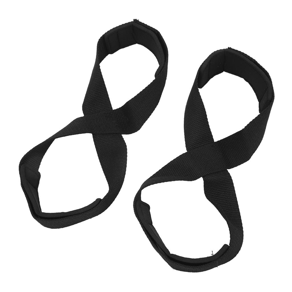 A Pair Figure 8 Lifting Straps Weightlifting Straps Antislip Deadlifting Straps Strength Training Black