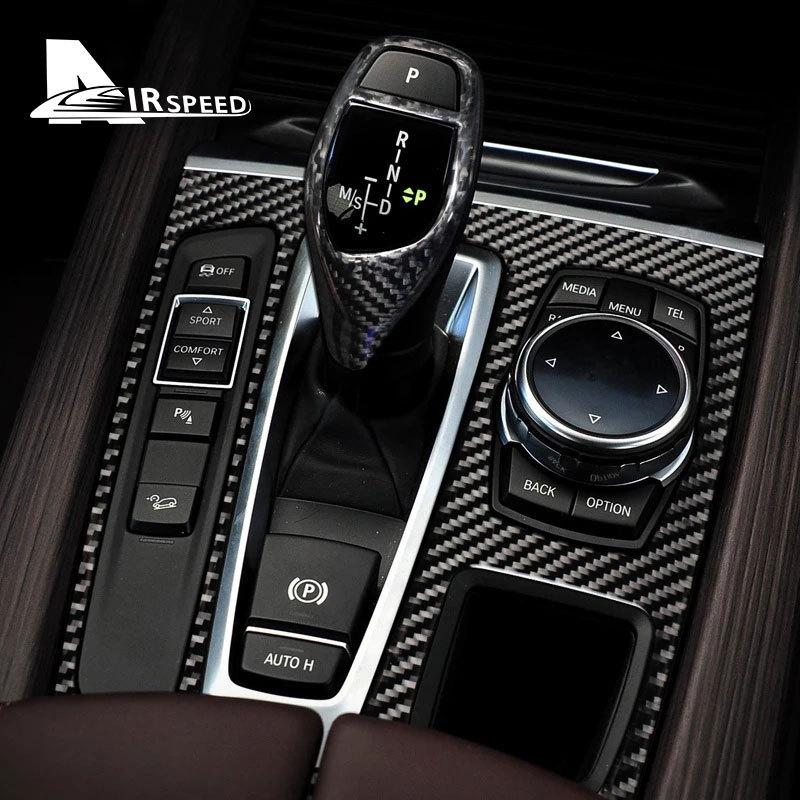 

AIRSPEED Carbon Fiber for BMW X5 F15 X6 F16 2014 2015 2016 2017 Accessories Interior Trim Console Car Gear Shift Panel Sticker