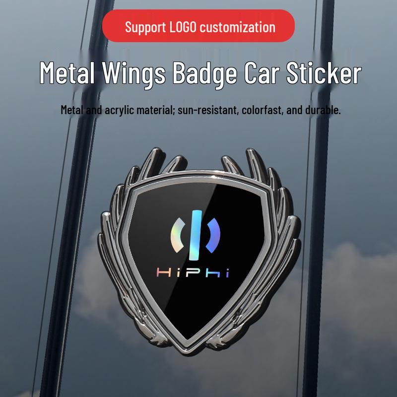 HiPhi X/Y/Z Car Metal Wing Badge - Decorative Car Emblem Sticker