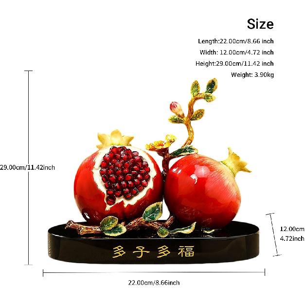 Aris & Juno Alloy Enamel Pomegranate Sculpture, Modern Chinese Style Many Blessings Figurine, Home Office Desk Entryway Prosperity Decor