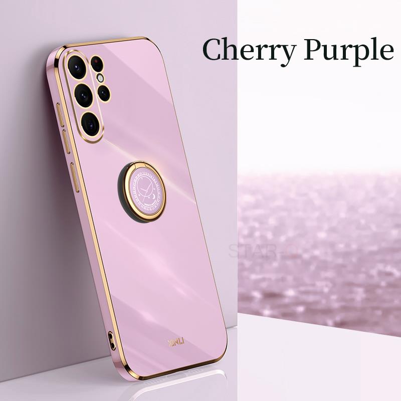 S 23 22 21 Husă de placare cu suport de inel de lux pentru Samsung Galaxy S23 Ultra S22 Plus S21 S20 Fe Husă din silicon cu suport S23ultra