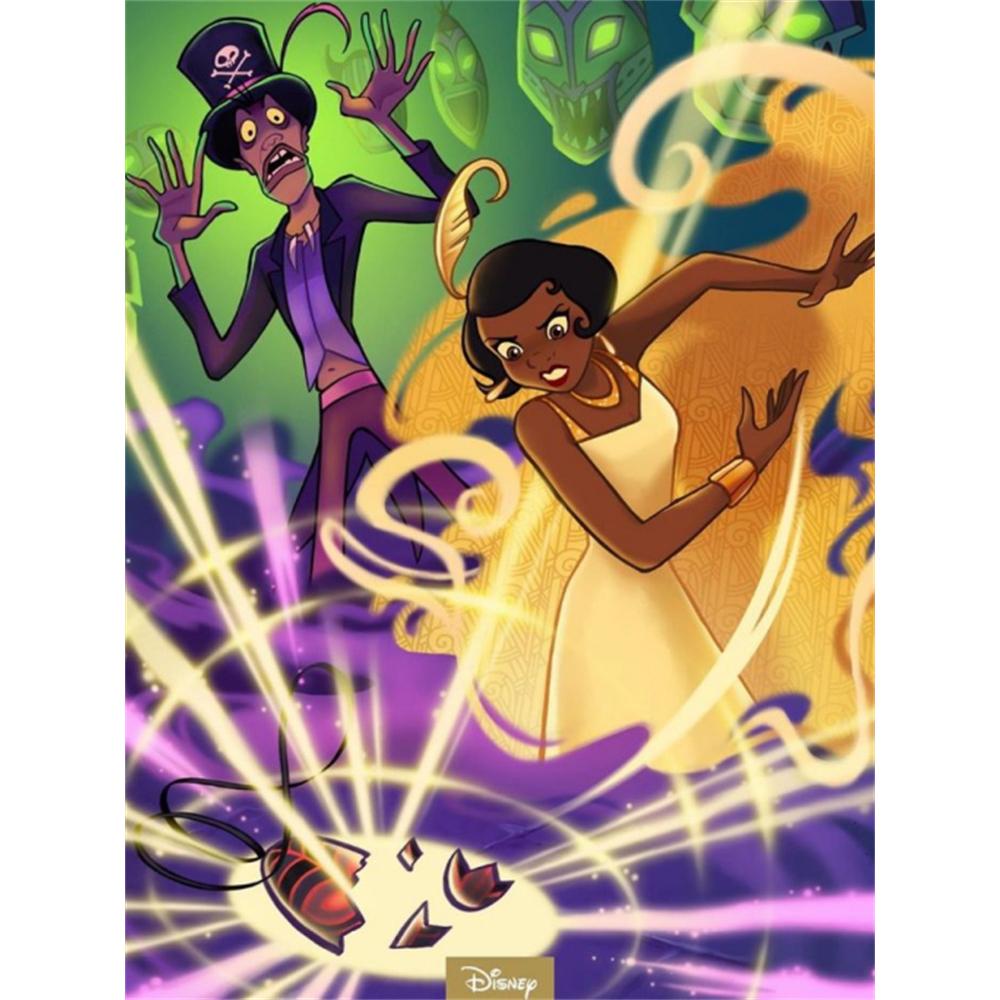 

Disney 5D DIY Diamond Painting Princess and Frog Illustration Full Round Diamond Mosaic Cartoon Embroidery Art Painting for Home Decoration Round 20x30cm
