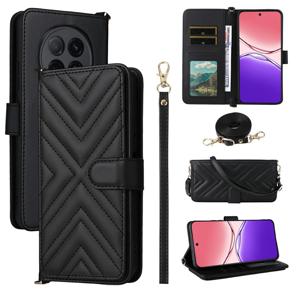 For Oppo F29 Pro 5G (Global)/A5 Pro 5G (China) Wallet Case with Shoulder/Wrist Strap Leather Phone Cover Stand