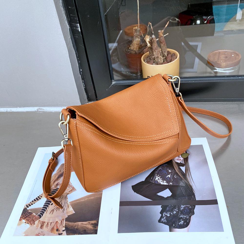 Women's Geometric Leather Shoulder Bag, TOGO Cowhide Pillow Messenger 6408