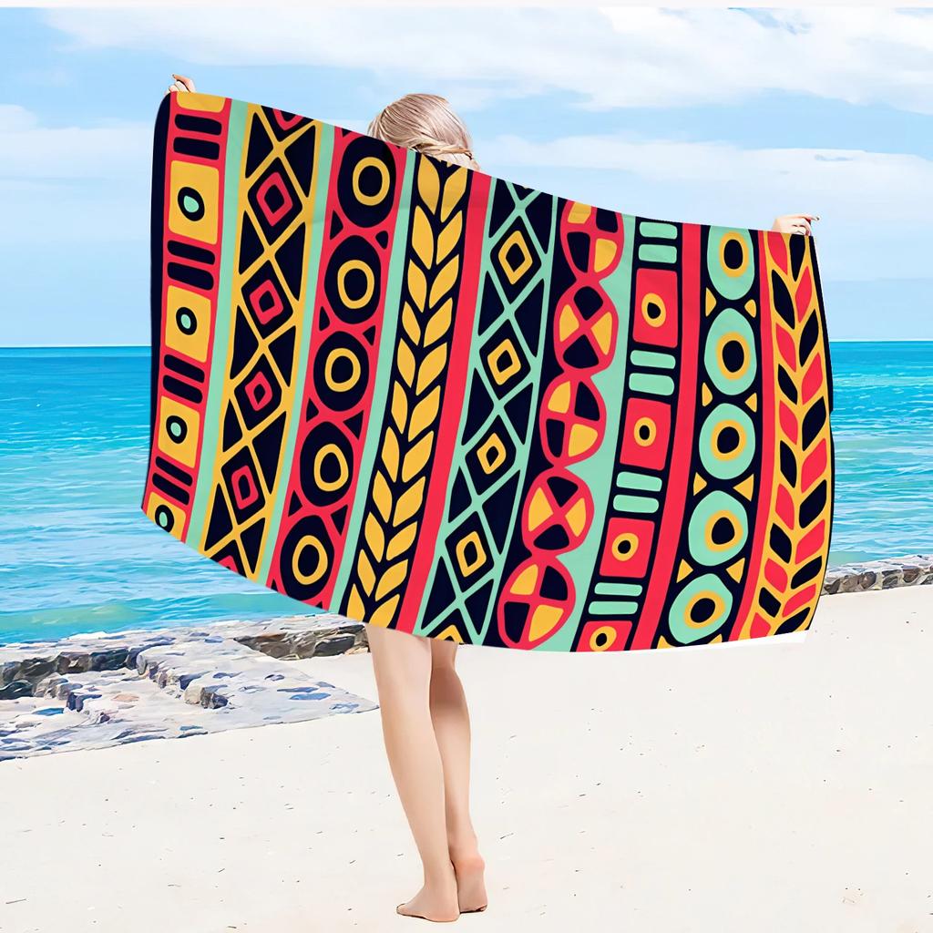Mandala Print Beach Towel for Adults, Quick-Dry Sports Towel, Sandproof Yoga Gym & Pool Surfing Bath Sheet, Style 8