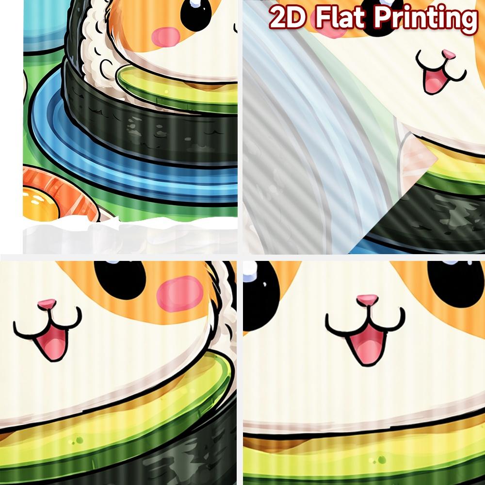 2D flat printing 2pcs Drapes Cute Cat Sushi Digital Printed Polyester Drapes Festive Curtains Use for Indoor Celebrations for
