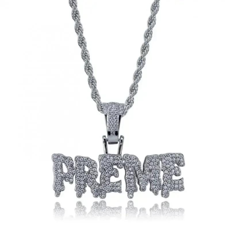 Bling Iced Out Savage Pendant Cubic Zirconia Letter Necklace for Men Women Hip Hop Rock Rap Party Jewelry