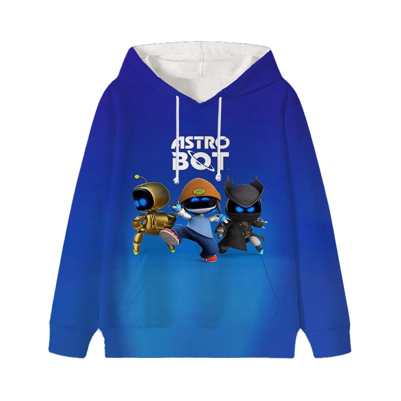 Astro Bot Hoodies Baby Unisex Cartoon Print Long Sleeve Tops Astronaut Toddler Boys Girls Casual Sweatshirts Outfits