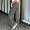 Women Harem Pants Elastic Waist Adjustable Drawstring Wide Leg Trousers with Pockets Solid Color Casual Lounge Pants