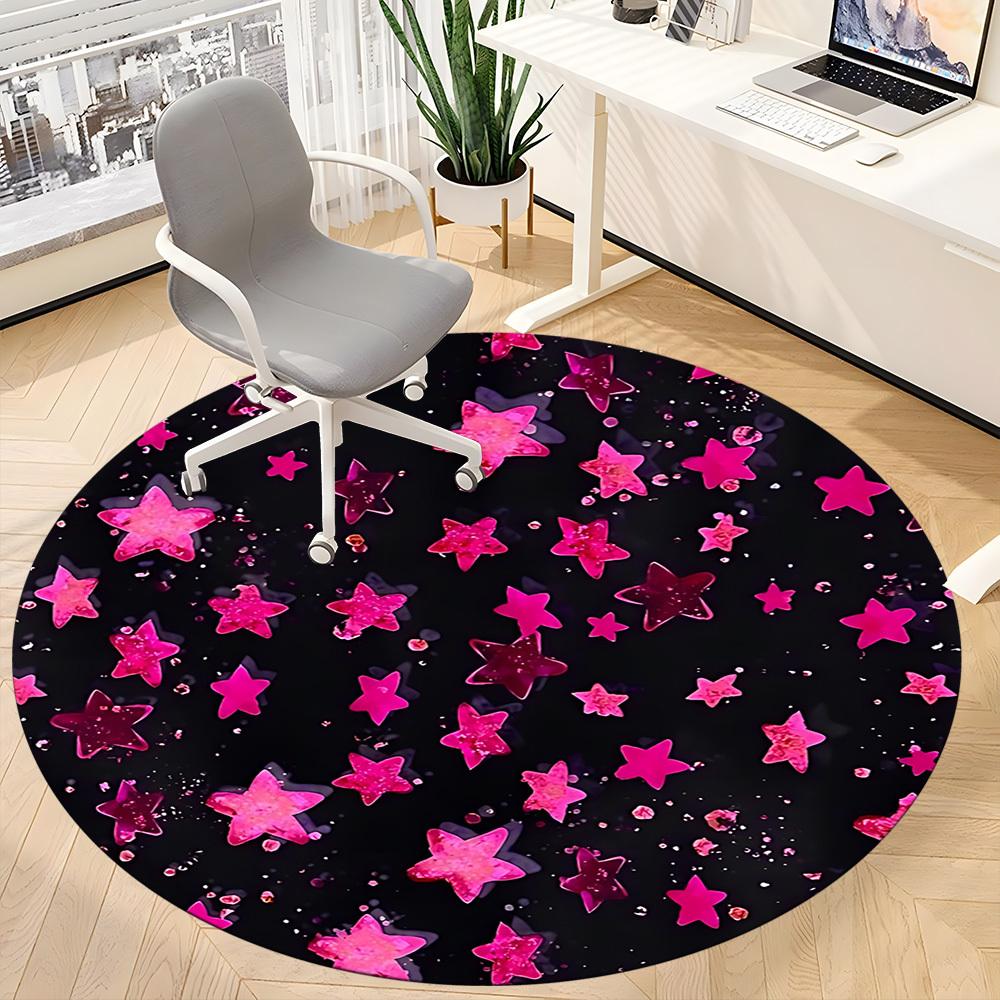 1pc Pink Stars Chair Carpet for Office, Non-slip, Soft and Durable Office Rug, Perfect for Office yy260127125